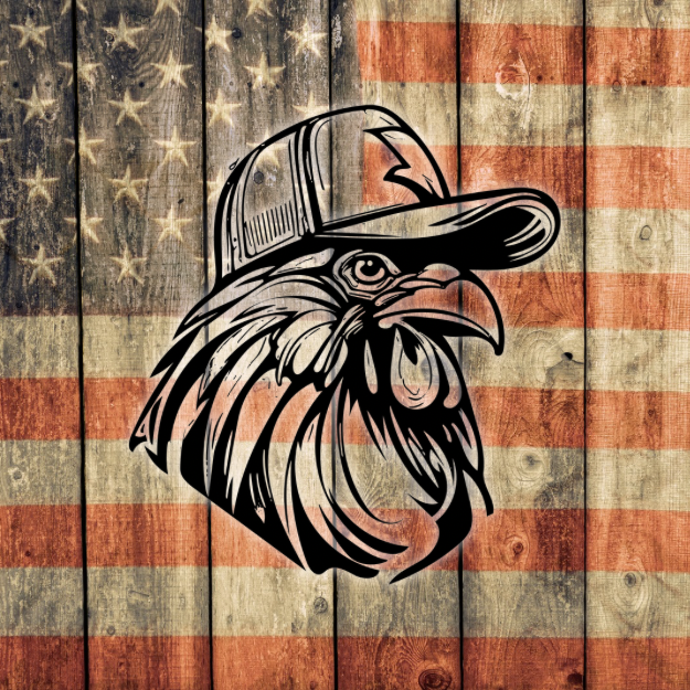 Rooster With Trucker Hat – Southern Bubba Co.
